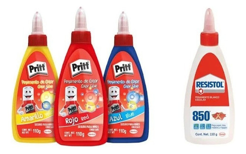 Set De Pegamento Líquido Pritt® Rainbow + Resistol® 850 7pzs