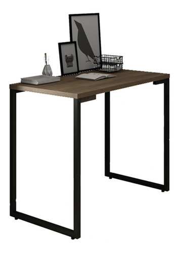 Mesa Para Computador Escrivaninha 90cm Estilo Industrial New Cor Marrom