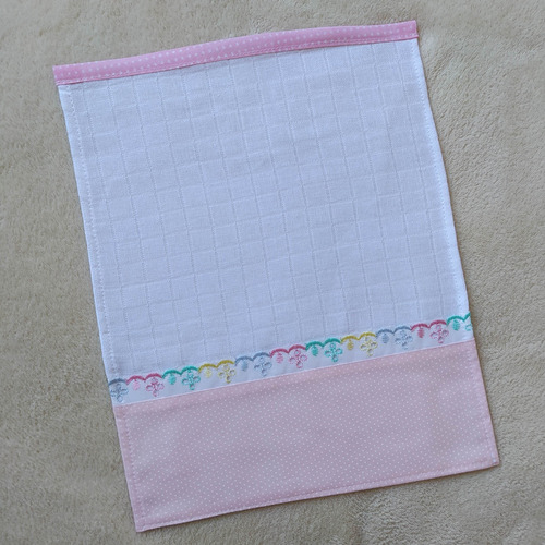 Kit 2 Fraldinhas De Boca Bebê Menina Poá Rosa Pronta Entrega
