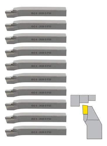 Kit Ferramenta Soldada Para Torno Iso 6 - 20x20 - 10 Peças