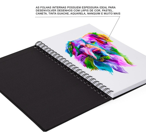 Imagem 7 de 10 de Sketchbook Caderno De Desenho 100págs 50 Folhas A4 180g