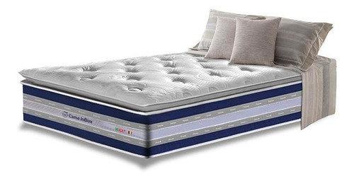 Colchão Solteiro de Molas Ensacadas D33 com Pillow TOP Cama inBox Select 88x188x32 Azul