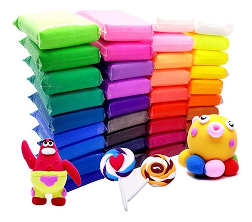 Kit De Arcilla De Bricolaje De 36 Colores Brillantes Secado