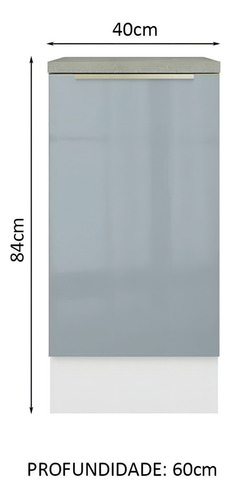 Gabinete Bajo Cocina Madesa Lux 40cm Con Encimera Color Blanco/Gris