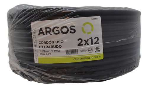 Cable Uso Extra Rudo 2x12 Rollo 100 Mts Argos 100% Cobre