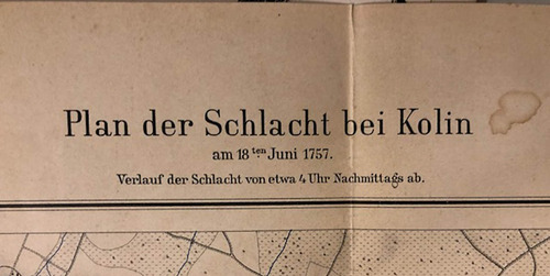 Antiguo Mapa Batalla De Kolin -prusia/austria 1757 Militaria (Usado)