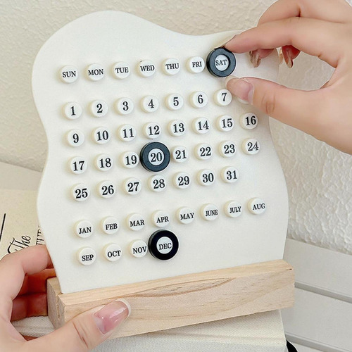 Calendario De Escritorio Visualización De La Fecha Beige