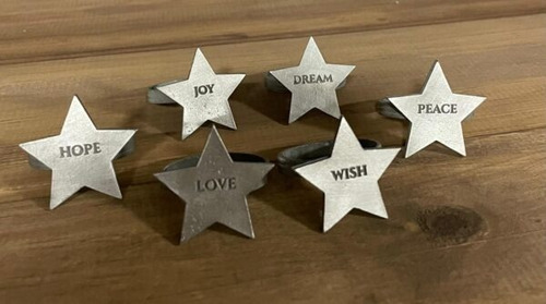 Imagen 3 de 4 de 6x Anillos Servilleteros Estrellas Plata Premium