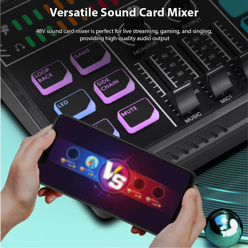 Consola De Sonido Gaming Mixer 48v Phantom Power Interface R