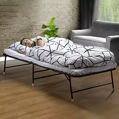  Cama plegable plegable con colchón para adulto, marco