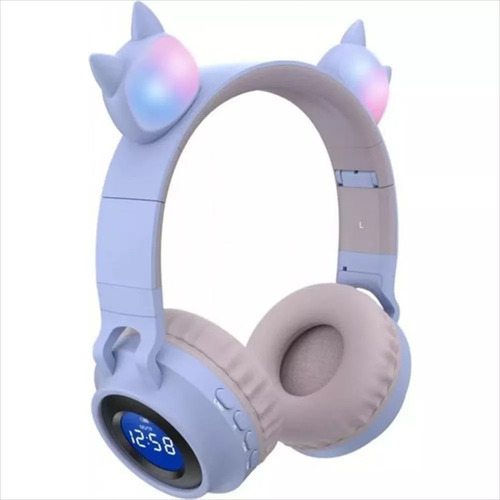 Audífonos Diadema Bluetooth Fm Micro Orejas De Gato Pantalla