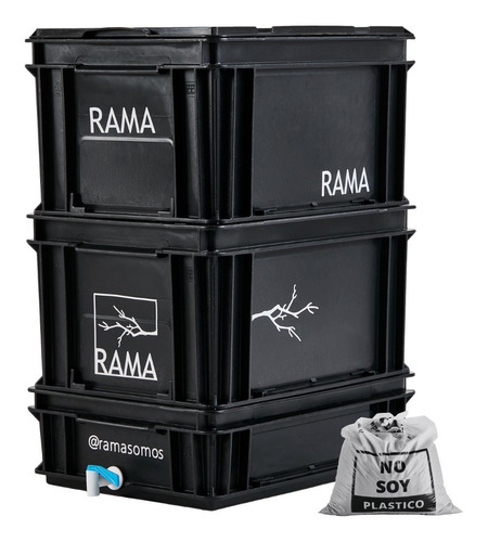 Imagen 2 de 10 de Compostera 40 Ltrs Con Canilla Rama Somos