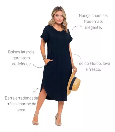 Vestido Disfarça Barriga Sofiticado Toque Macio 2136