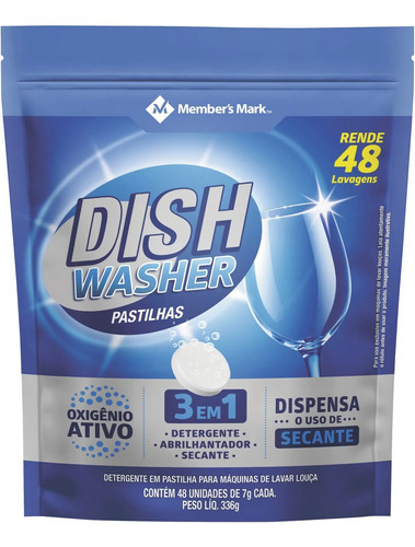 Sabão Lava Louça 48 Pastilhas Dish Washer 3em1 Members Mark