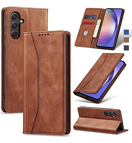Funda Cartera Para Galaxy A54 5g Oscuro Piel Sintetica-2
