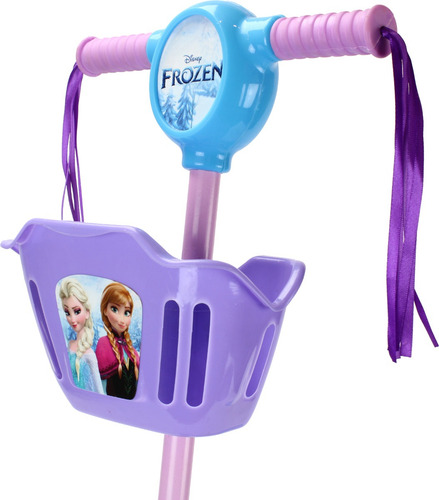 BBR Toys Patinete Infantil 3 Rodas com Cestinha Led e Som Disney Frozen