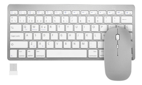 Kit Teclado Mouse Inalambrico Usb Pc Notebook Tablet   Pila Color Del Teclado Blanco Color Del Mouse Blanco