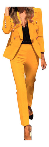 Traje De Mujer Plain Costume Pants Long Sleeve Elega