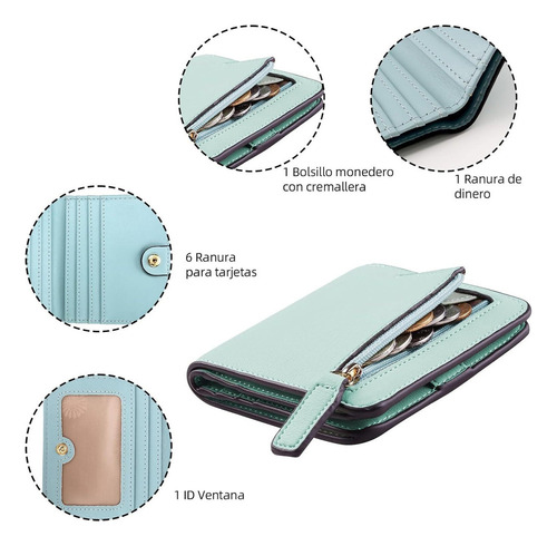 Cartera Mujer Pequeño Con Rfid Bloquea, Mini Monedero 2024