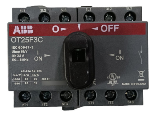 Transferencia Manual Abb Ot25f3c, 25a, 220vac 7.5hp
