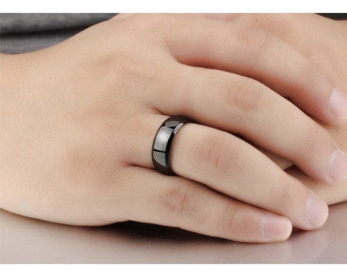 Imagen 2 de 7 de Par De Anillos De Acero Inoxidable Pavonado Negro - 691