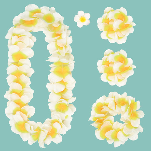 Juego 5 Pieza Leis Hawaiano Flor Para Fiesta Luau