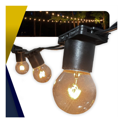 Varal De Luzes 10m Externo Lâmpada Amarelo Quente Cordão Fio Luzes Incandescente Clara 15w 127v