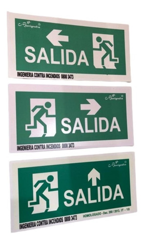 Cartel Fotoluminicente Salida En Todas Sus Variantes 15 X 30