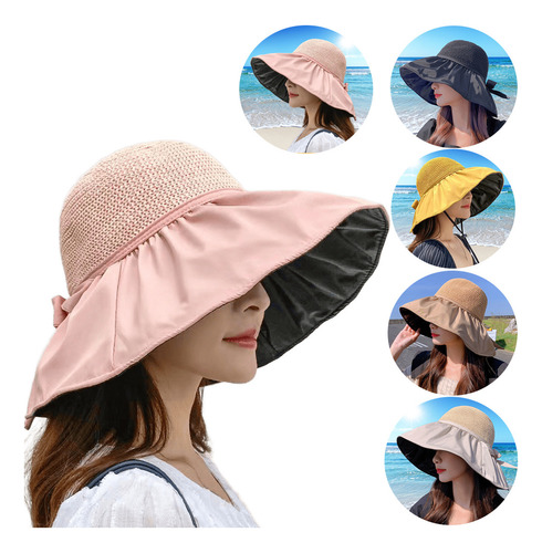 Sombrero Playa Protección Solar De Sol Ala Ancha Gorro Mujer