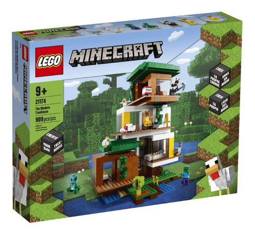 Lego Minecraft A Casa Da Árvore Moderna 909 Peças 21174