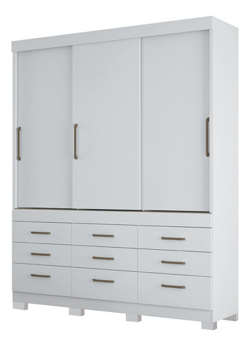 Guarda Roupa Casal 3 Portas 9 Gavetas Click 3.9 Branco