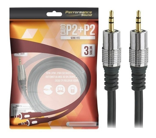 Cabo Audio P2 X P2 3m Profissional Plug Metal Fitz 3 Metros