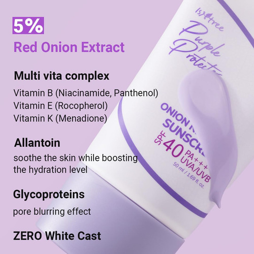 Protector Solar Isntree Onion Newpair Spf 40, 50 Ml, Hidrata