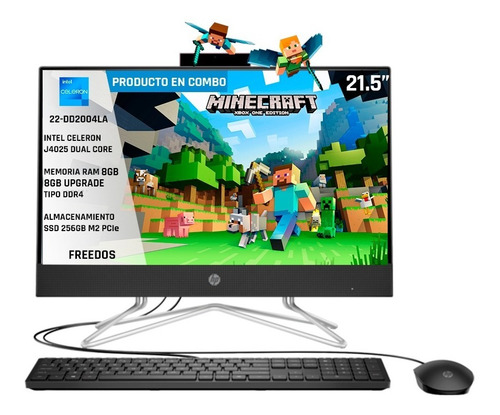 Imagen 1 de 5 de Todo En Uno Hp Intel Cel J4025 Ram 8gb Ssd 256gb 22dd2004la