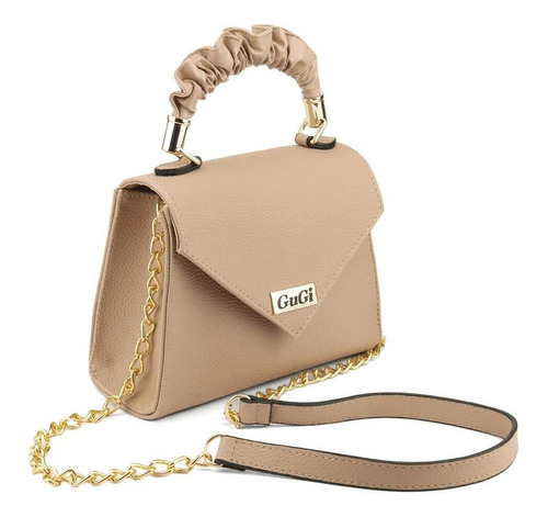 Bolsa Feminina Transversal Quadrada Com Alça De Mão Fashion Cor Nude