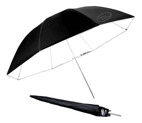 Paraguas Reflector Negro Plateado Estudio Fotografia 108 Cm