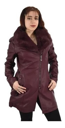 Imagen 5 de 9 de Campera Mujer Tapado Largo Elegante Ecocuero Piel Santellon