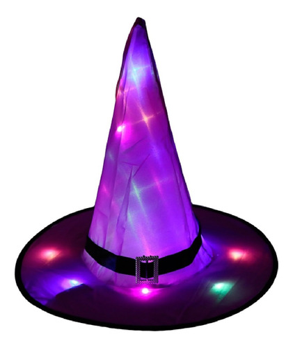 Chapéu De Led Bruxa Roxo Halloween