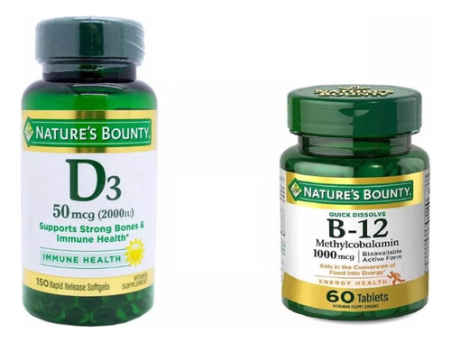 Natures Bounty Vitamina D3 150 Caps+ Vitamina B12 60 Comp