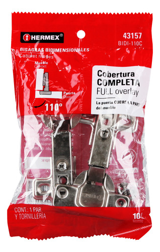 Bisagra Bidimensional 110° C/completa 2 Pz Hermex 43157