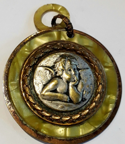 Antiguo Medallon Medalla De Cuna Cunero Angel De La Guarda