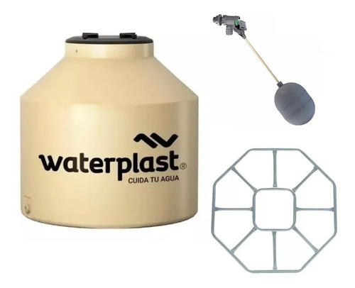 Combo Tanque Agua Tricapa 300 Waterplast + Base Y Flotante