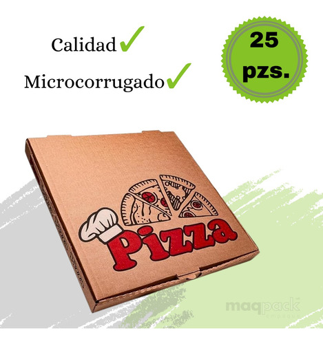 25 Cajas Para Pizza De Carton 30x30x4cms Impresión Generica 