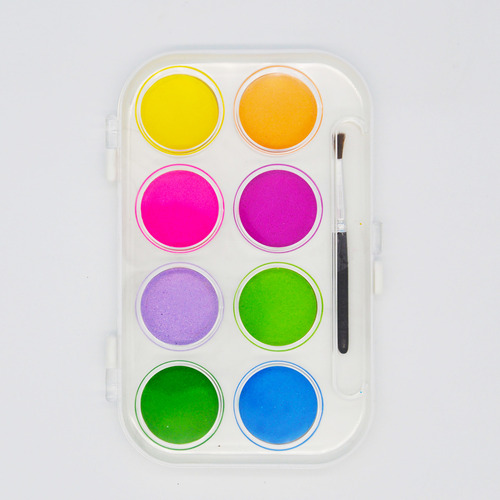 Acuarelas Kiruki Pastel Watercolors X 8 Colores + Pincel Color Blanco