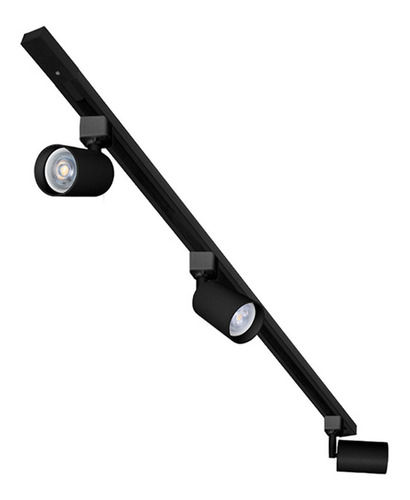 Lampara De Riel Dirigible 3 Spots Led 18w Cálida Atenuable Estructura Negro