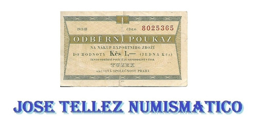 Checoslovaquia Billete Vale Tuzex Valor 1 (1973) B+ Palermo