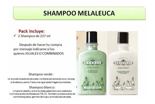 Shampoo Hidratante Para Cabello Reseco, Melaleuca + Regalo