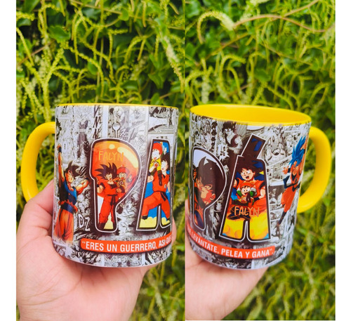 Taza Cerámica Color/regalo A Papá/325ml/frase Con Personaje/ Goku