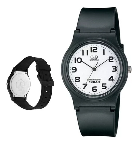 Reloj Q&q Análogo Clásico Hombre Resiste Agua 100mts Negro