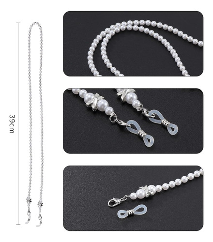 Cadena Para Gafas Ocr Con Perlas Blanco